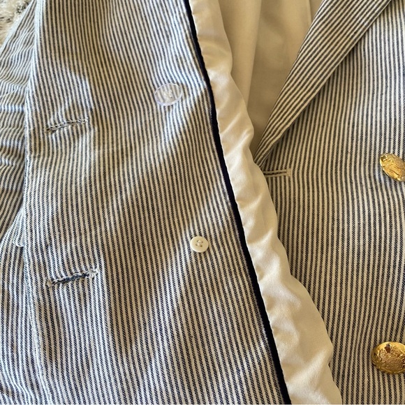 Antonio Melani Striped Double Breasted Blazer Notched Lapel Linen Cotton: 12 - Picture 10 of 12